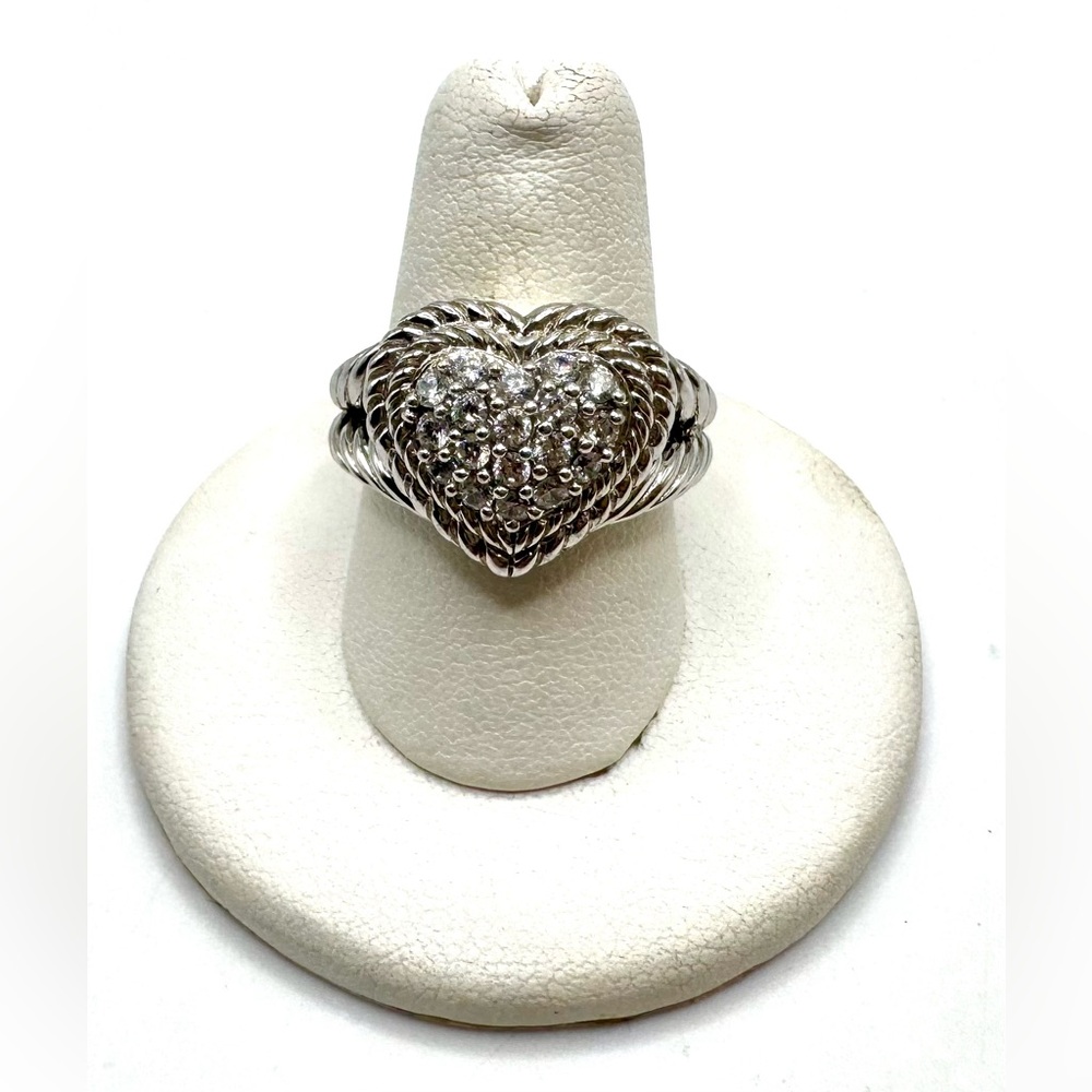 Judith Ripka Sterling Silver Diamonique Pave Heart Ring